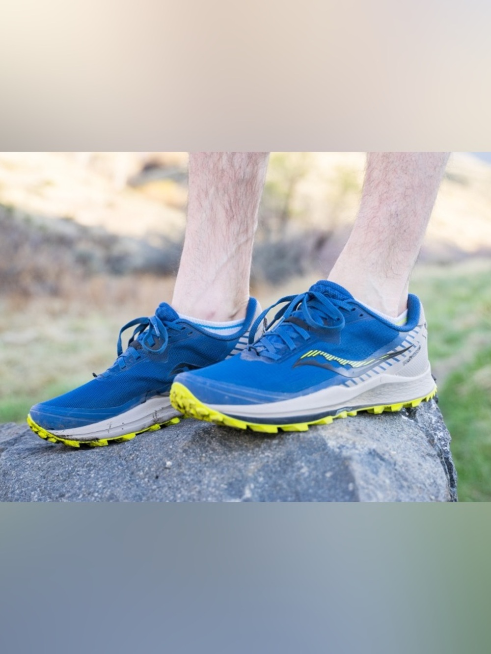 Saucony Men's Navy and Neon Yellow Trail Running Shoes